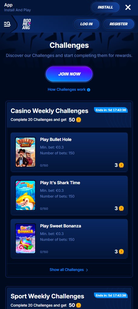 Challenges und Turniere mobil